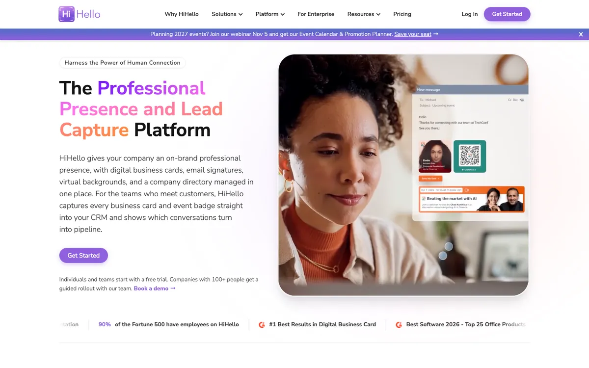 The HiHello home page
